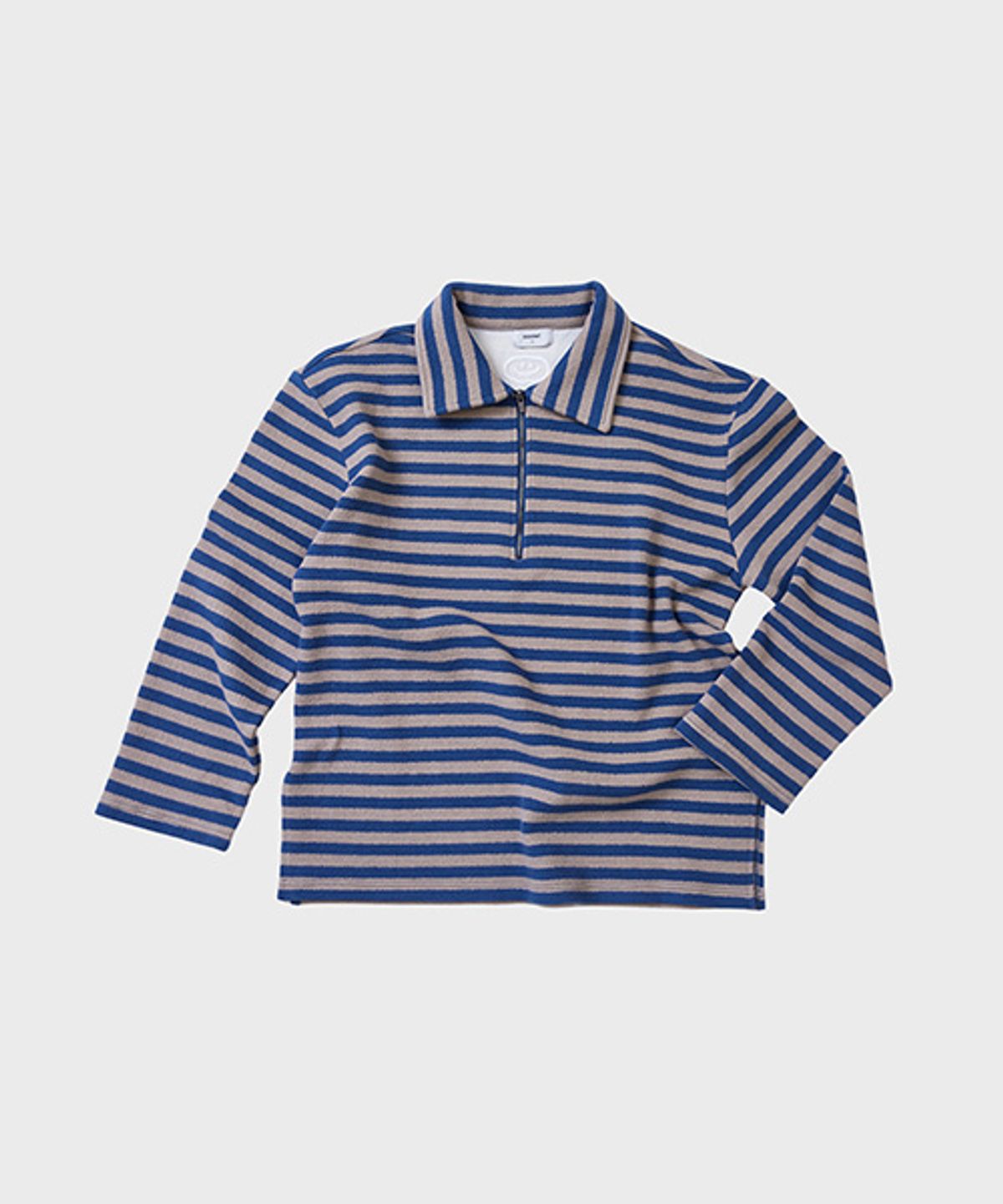 오울(OOOWL) COLLAR HALF ZIP UP FLAT LOVE BLUE STRIPE