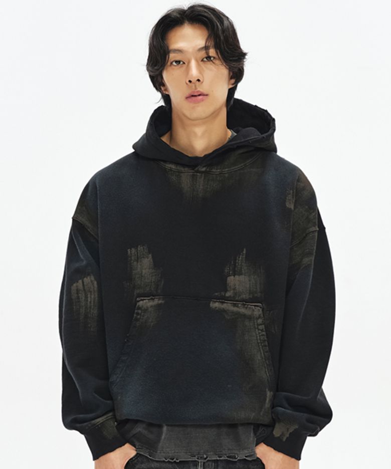 950G 더티 오일 워시드 후드 -워시드 블랙-