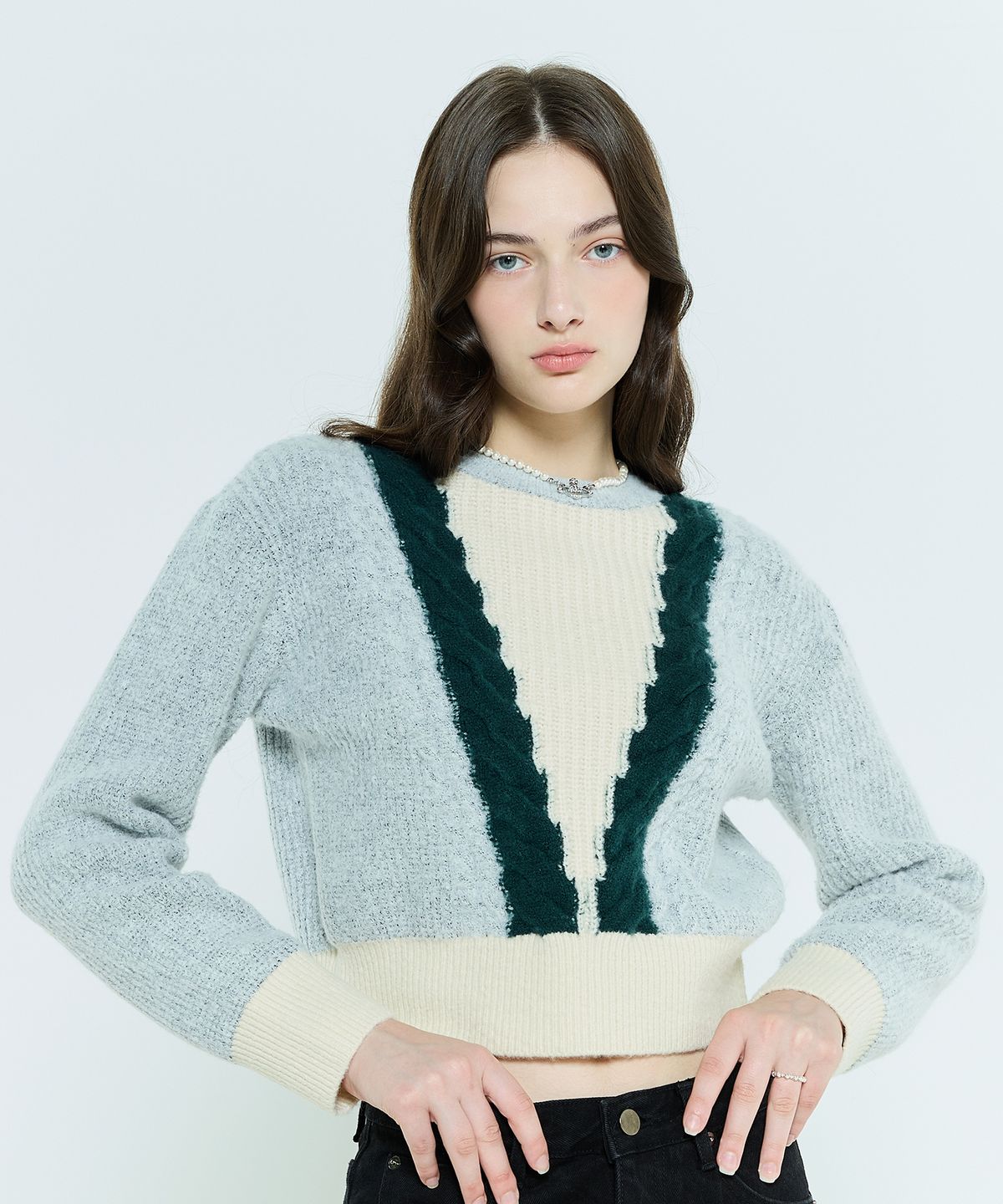라티젠(LARTIGENT) L6 CABLE COLOR KNIT(GRAY)