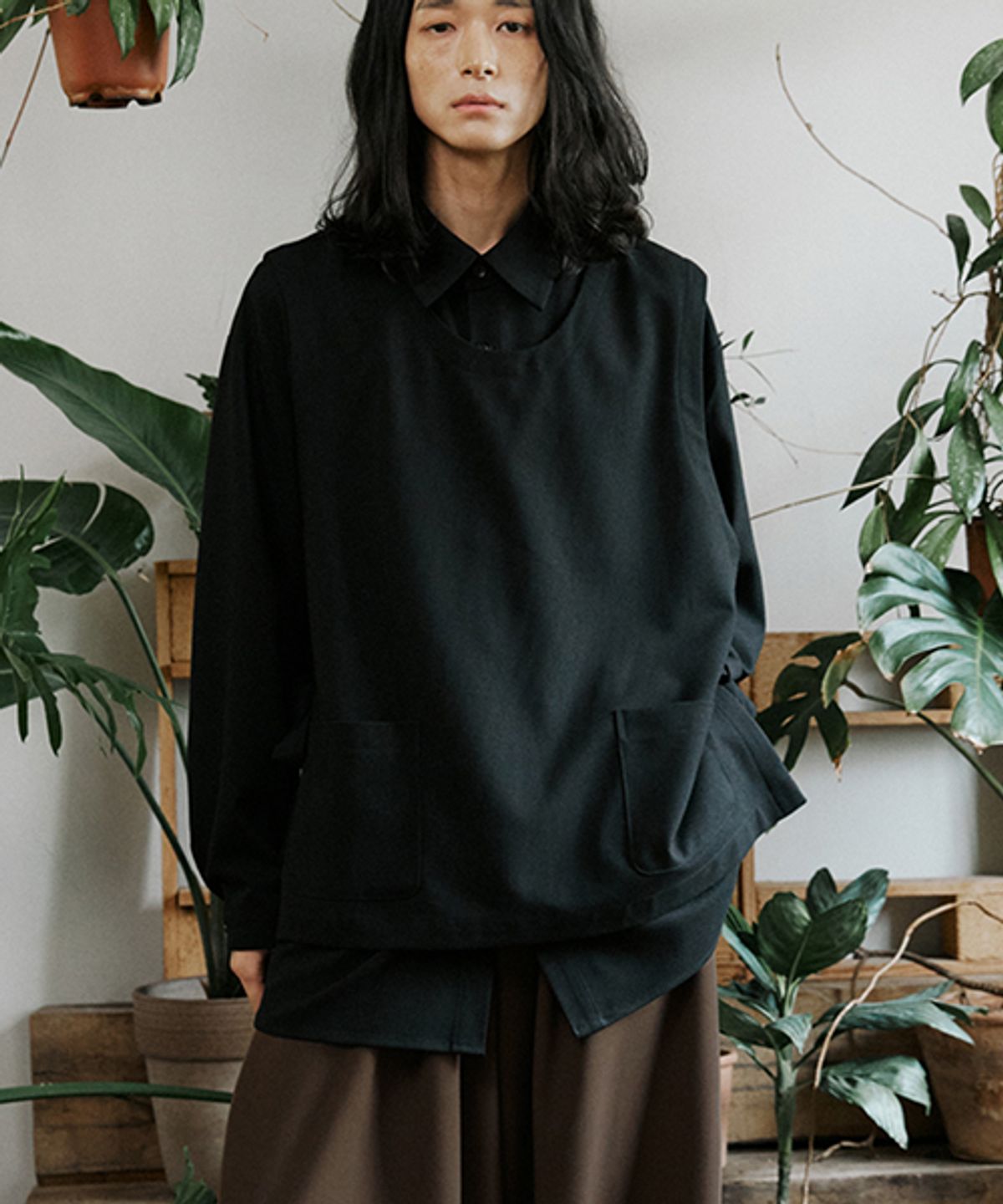 말렌(MALEN) 유니섹스 셔츠 베스트 블랙
