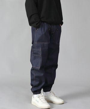 투레이어 와이드 카고조거 팬츠 W2-308J  인디고 데님