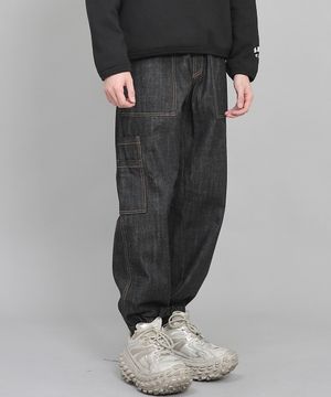 투레이어 와이드 카고조거 팬츠 W2-308J  블랙데님