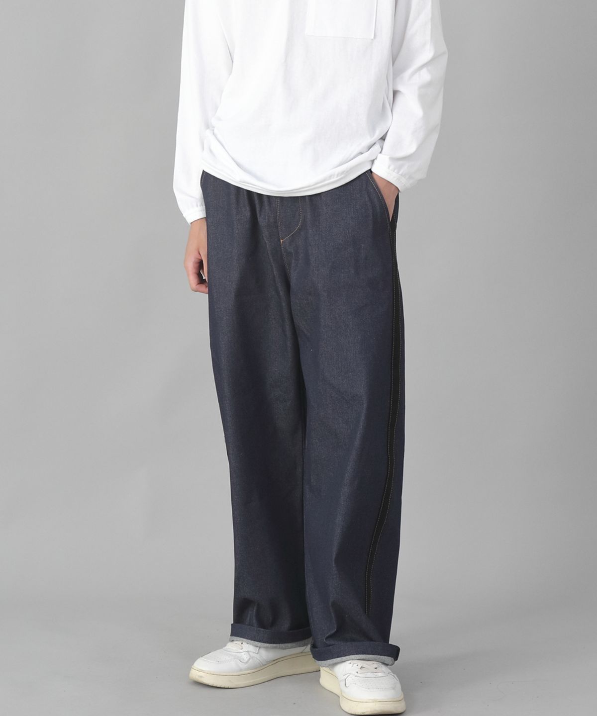 세인트크루(SAINTCREW) 블랙 P라인 EX와이드팬츠 PLW-341 데님 인디고
