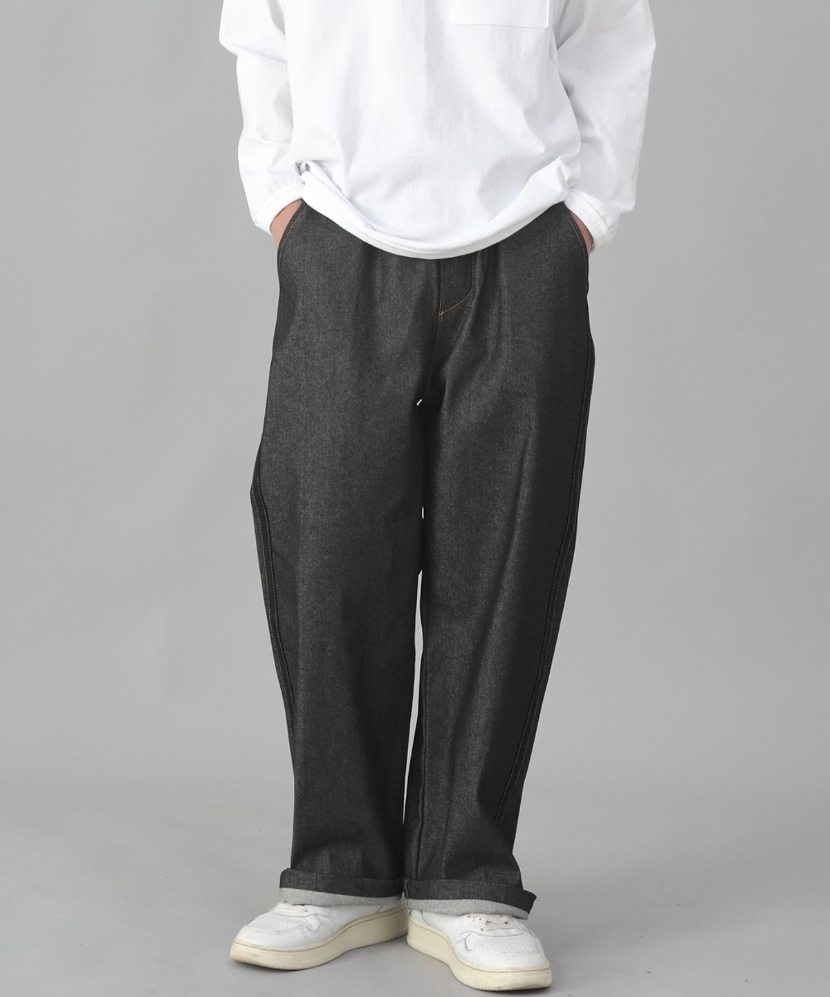 세인트크루(SAINTCREW) 블랙 P라인 EX와이드팬츠 PLW-341 데님 블랙