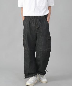 EX와이드 패러슈트 카고팬츠 DDP-343 데님 블랙