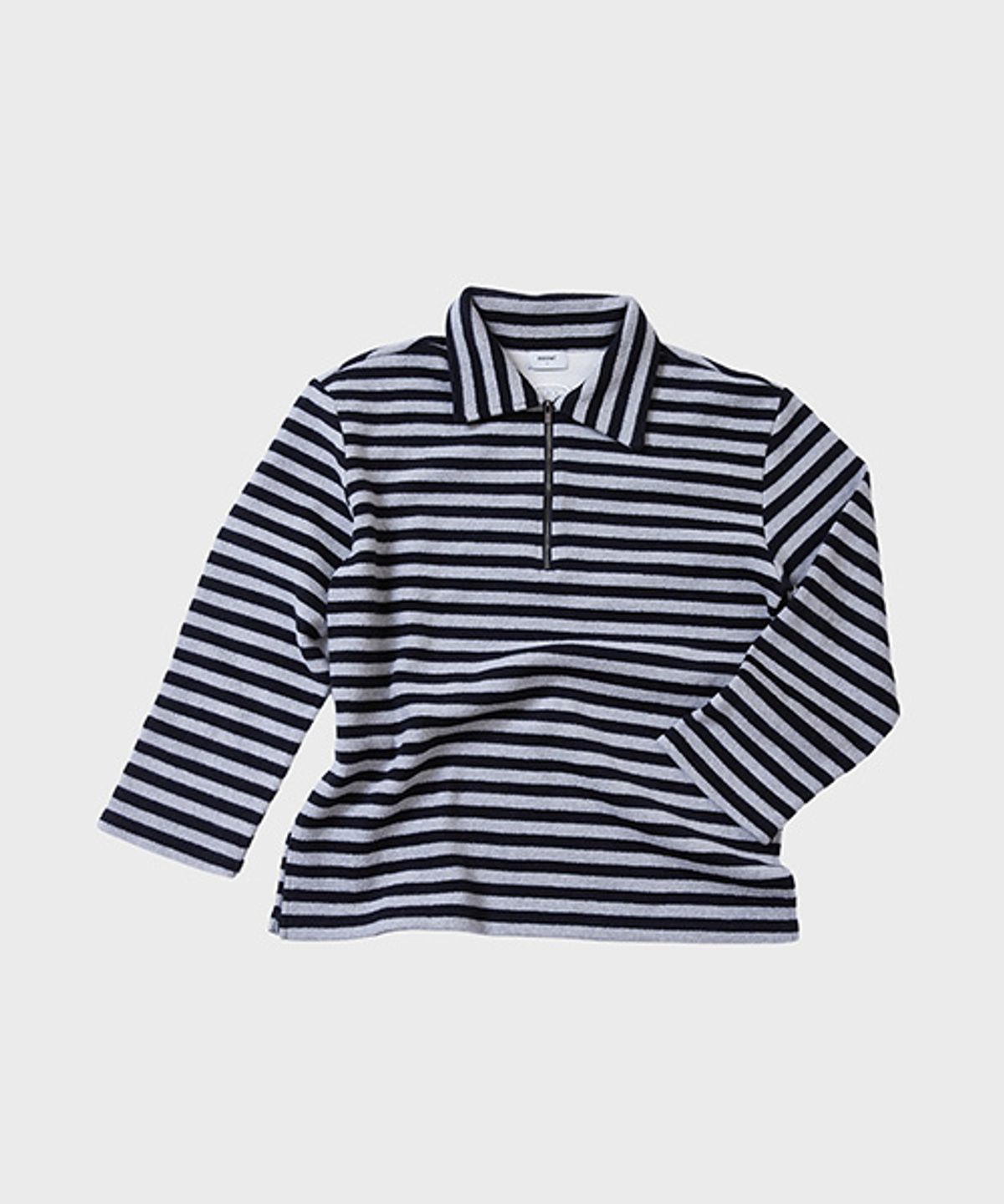 오울(OOOWL) COLLAR HALF ZIP UP FLAT LOVE BLACK STRIPE
