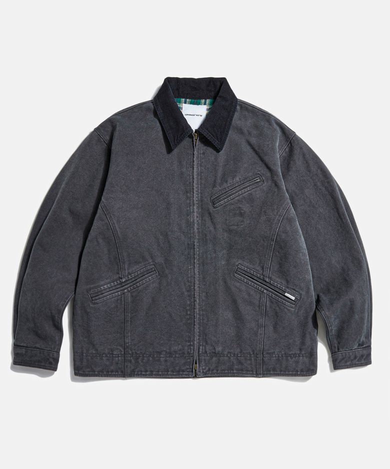 Washed Canvas Blouson Jacket Charcoal Navy