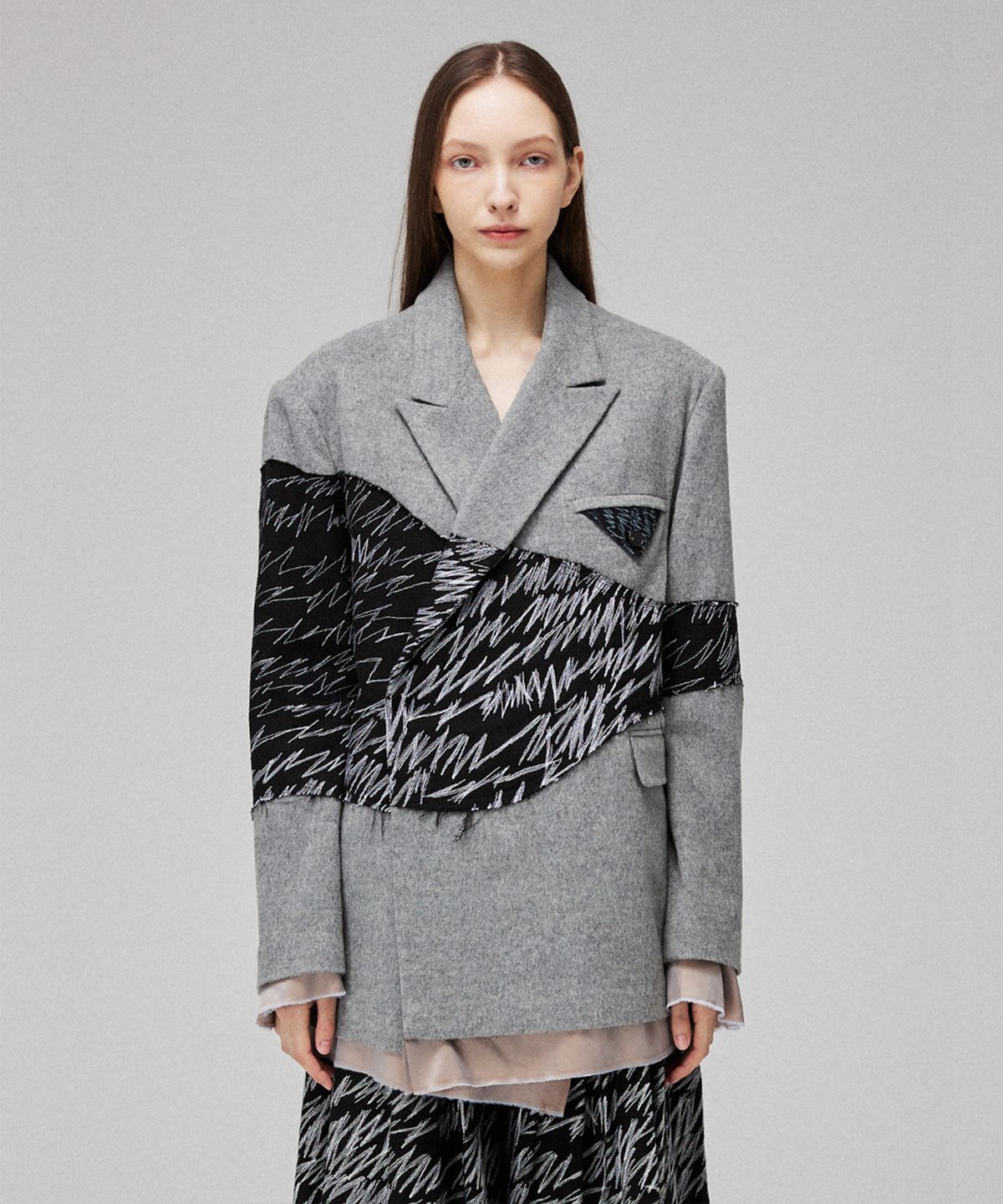 므아므(MMAM) Signature patchwork wool blazer