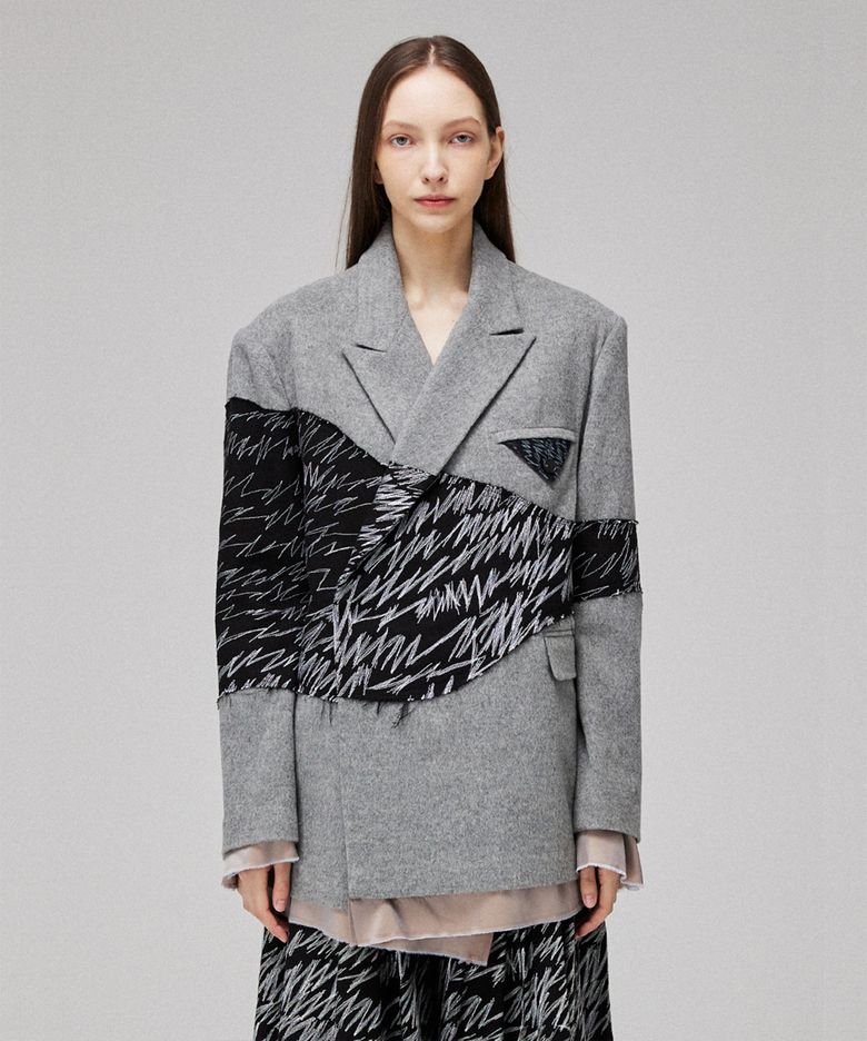 Signature patchwork wool blazer