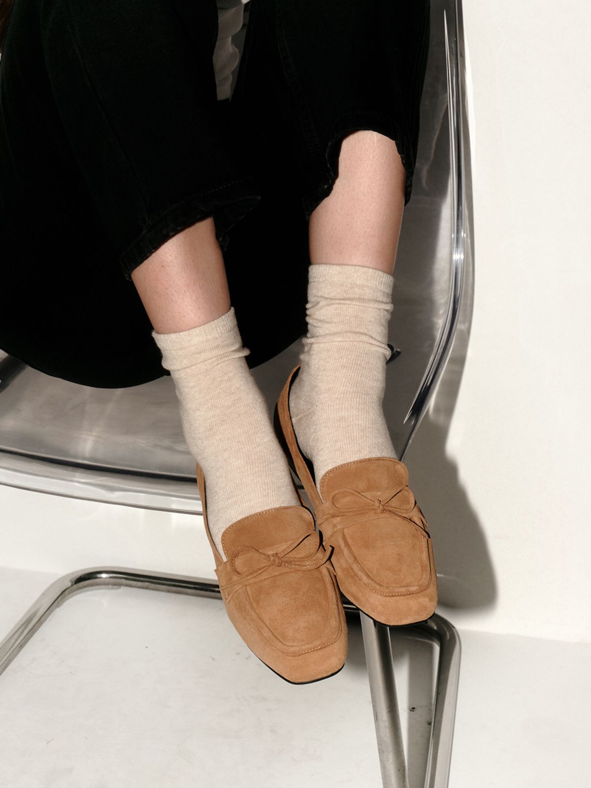루시크루(LUCY CREW) Suede Ribbon Loafer LC270_2cm