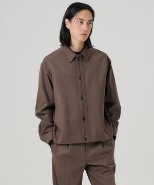 하프 히든버튼 울 트윌 자켓 (브라운)