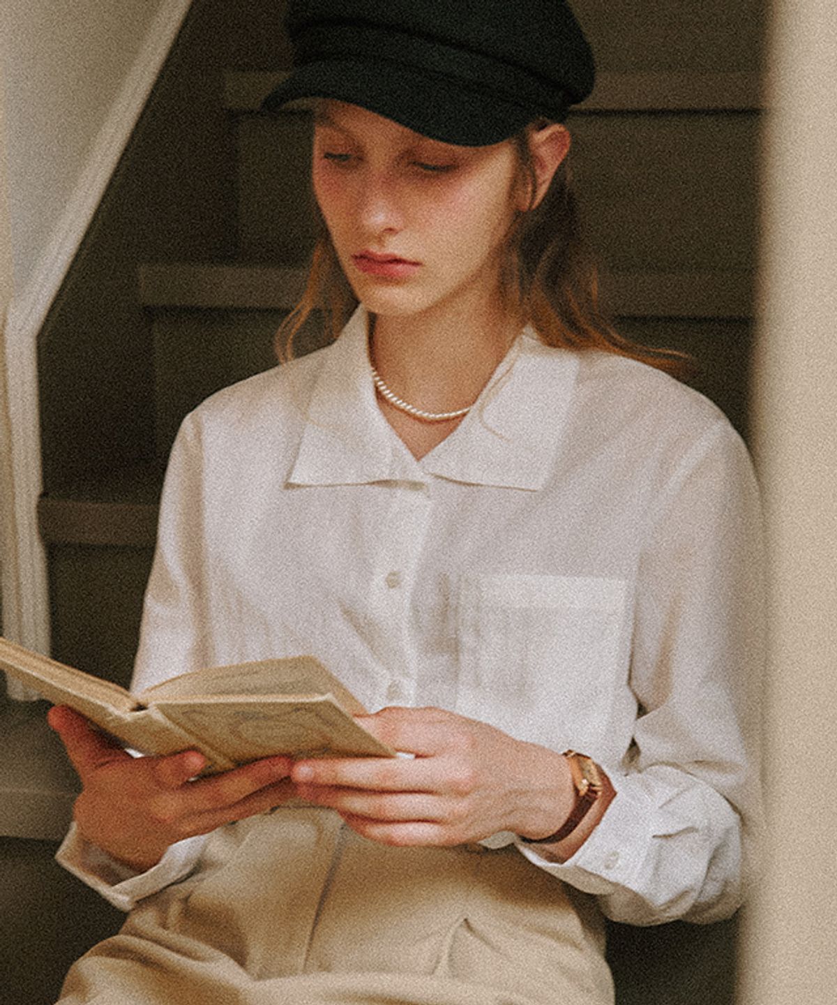 론론(RONRON) FRENCH WIDE COLLAR SHIRTS WHITE
