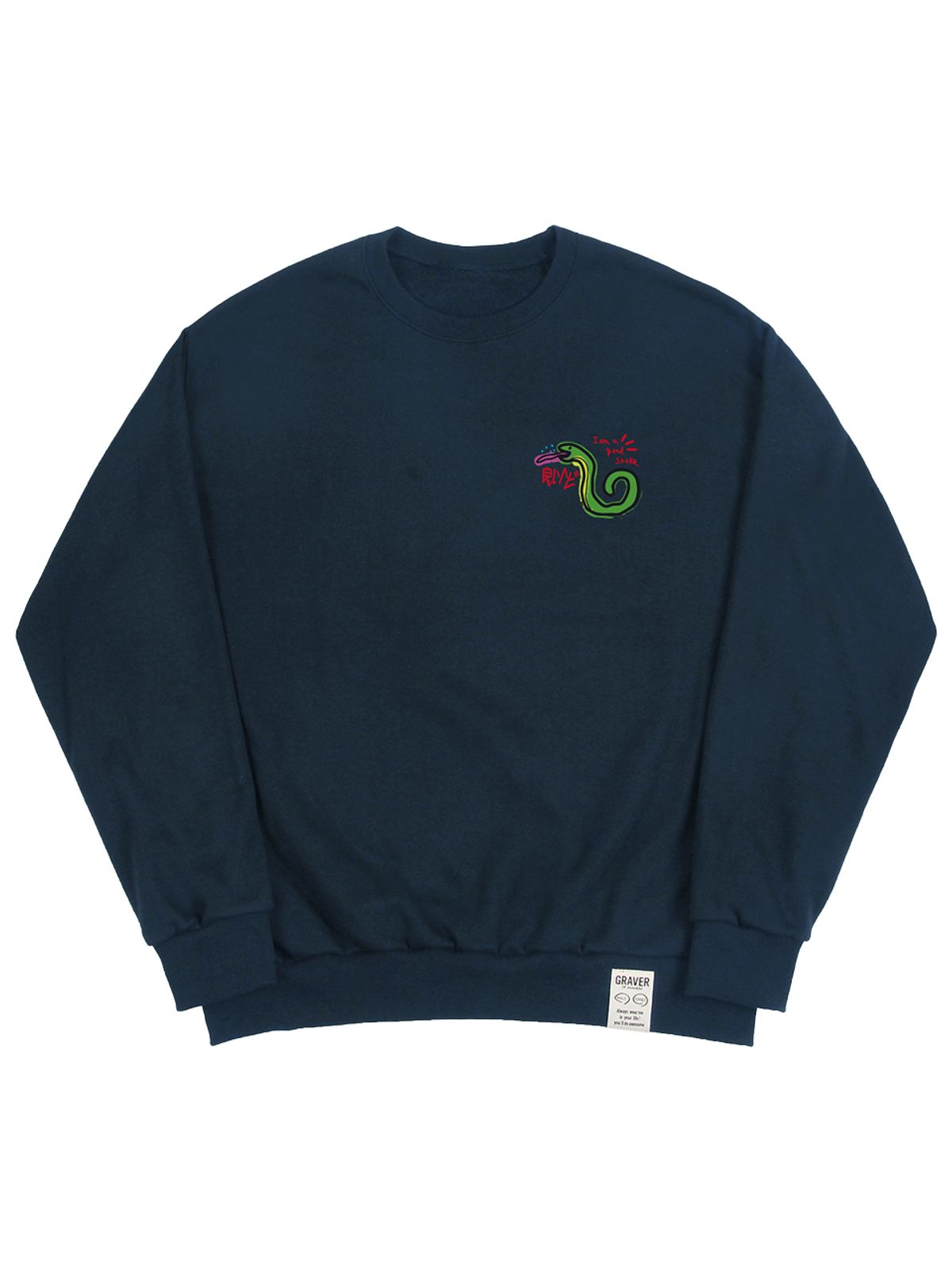 그레이버(GRAVER) [UNISEX]GOOD SNAKE 맨투맨_네이비