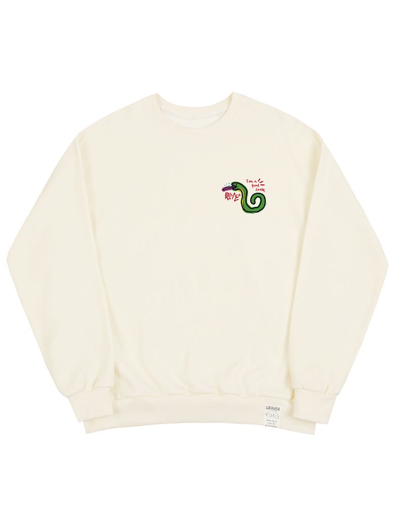 [UNISEX]GOOD SNAKE 맨투맨_크림