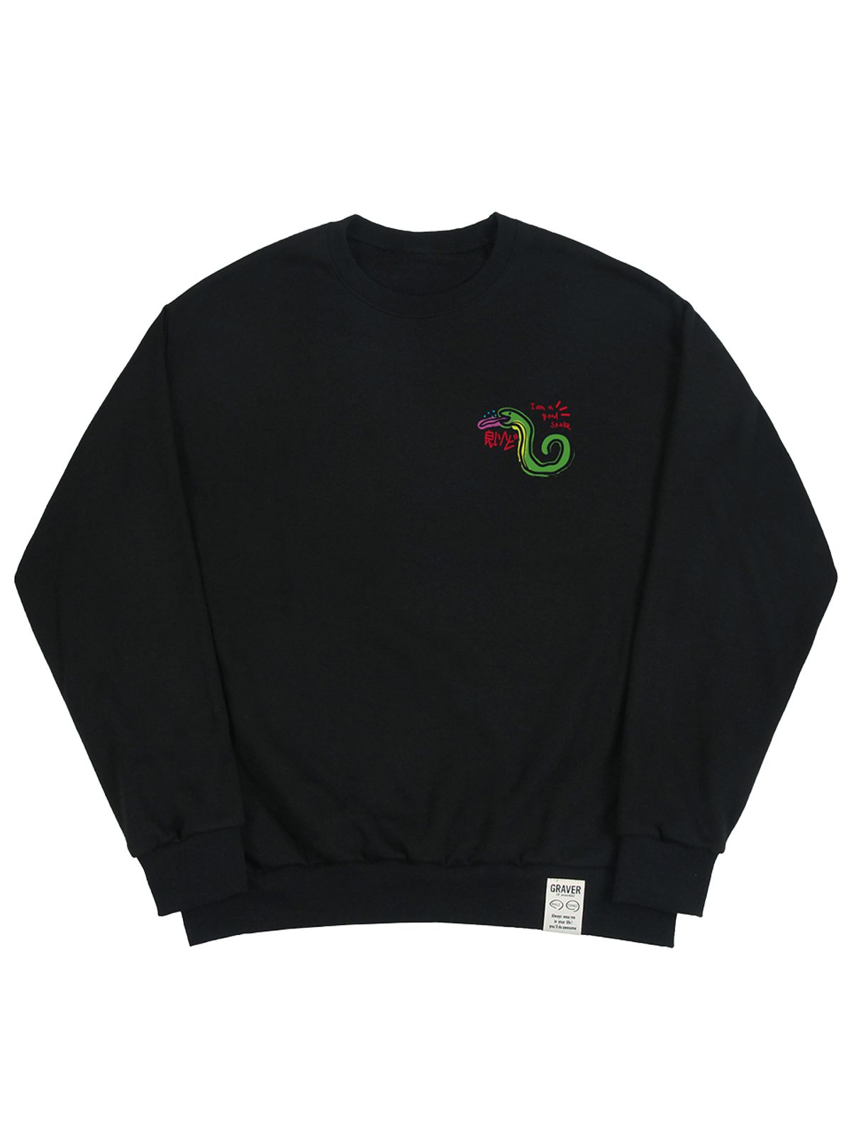 그레이버(GRAVER) [UNISEX]GOOD SNAKE 맨투맨_블랙