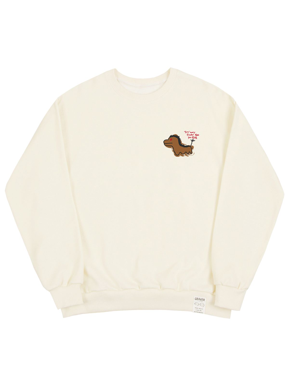 그레이버(GRAVER) [UNISEX]FAST HORSE 맨투맨_크림