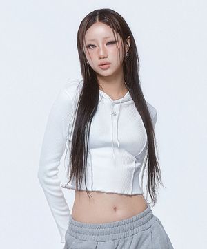 Logo Crop Hoodie White