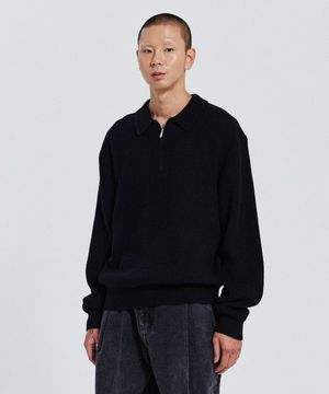 ZIP-UP COLLAR KNITWEAR_BLACK