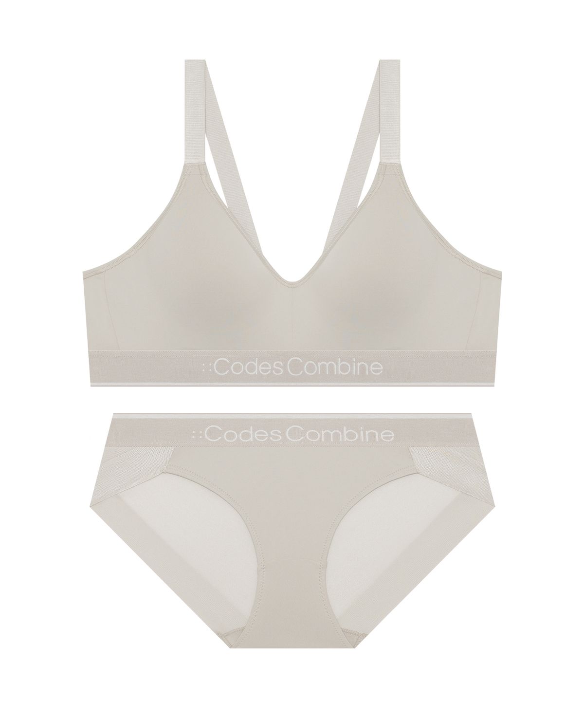 코데즈컴바인 이너웨어(CODES COMBINE INNERWEAR) 펑셔널 스포츠 브라 팬티 세트 - 라이트베이지