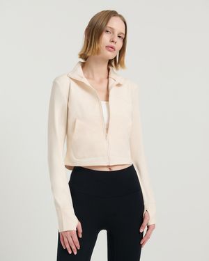 (FMOT403)슈퍼래치 플리스 크롭 집업_뉴화이트