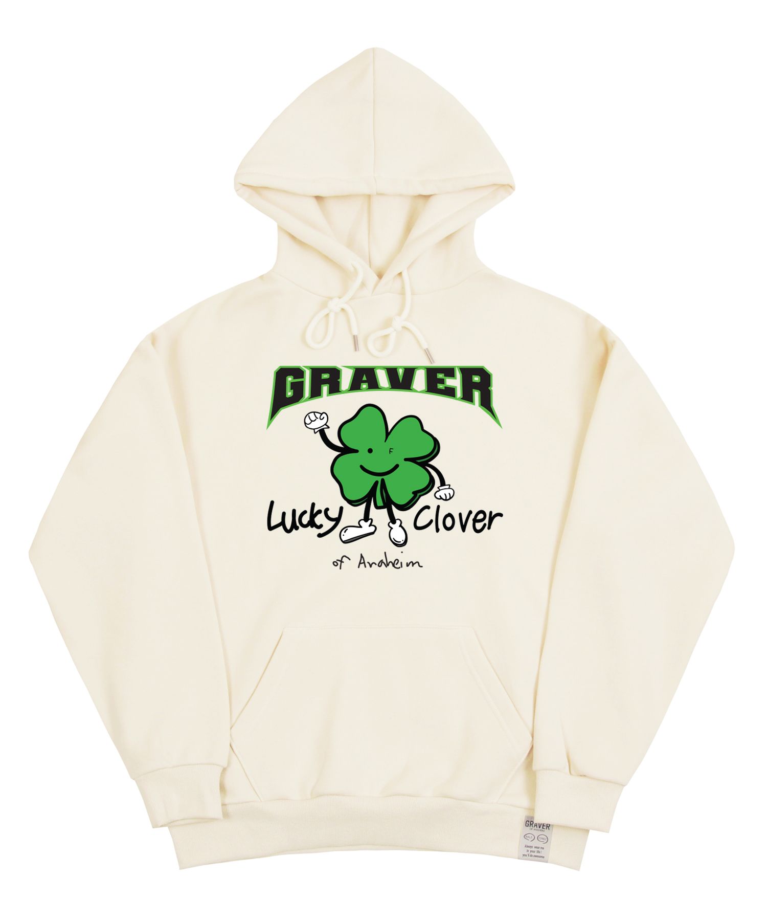 [GRAVER]★LUCKY CLOVER CENTER HOODIE MUSINSA | GRAVER [UNISEX] Lucky Clover Center Hoodie_Cream