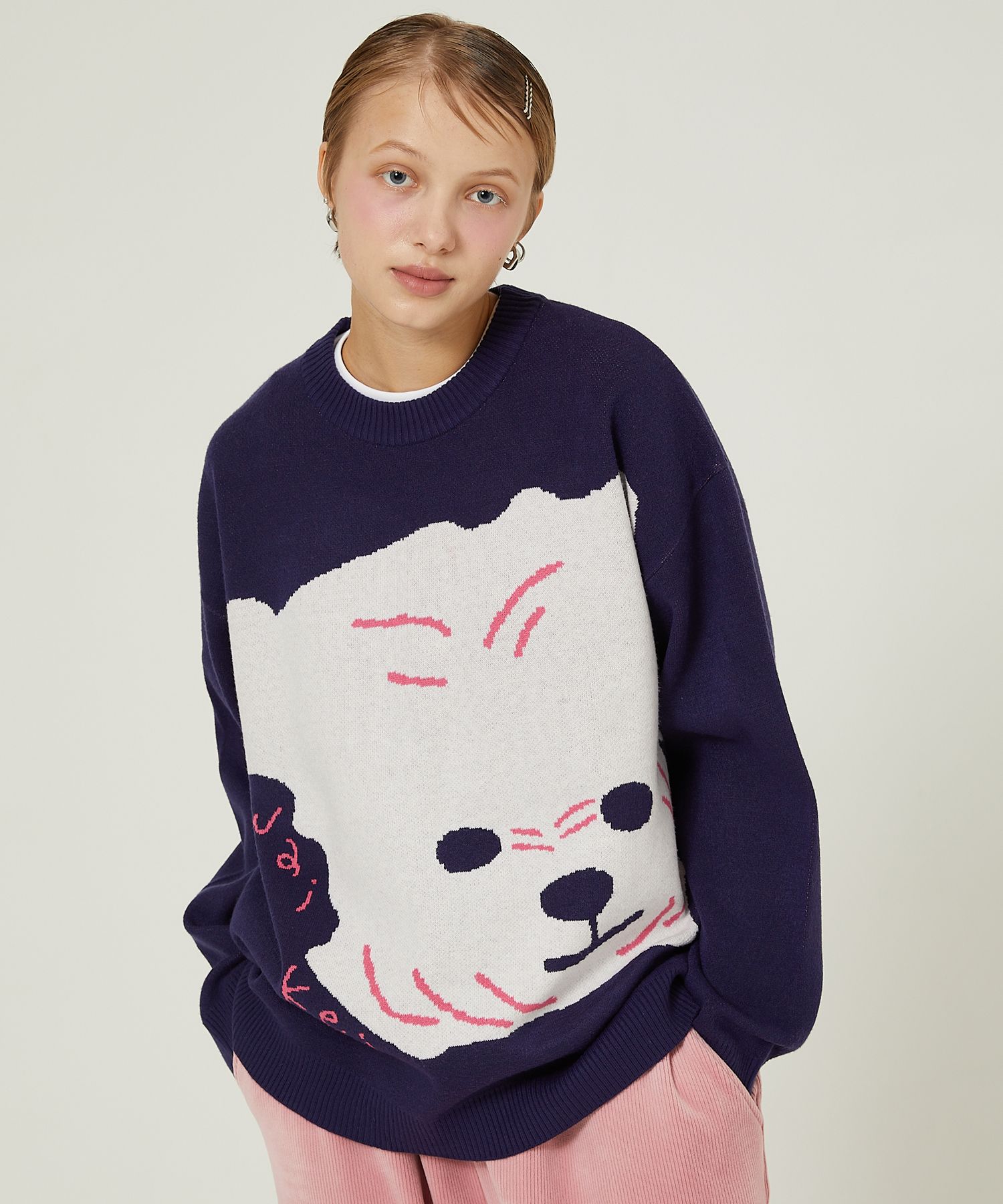 ★韓国の人気★【WAI KEI】★Maltese big graphic kni.t★ MUSINSA | WAI KEI Maltese Big Graphic Knit Pink