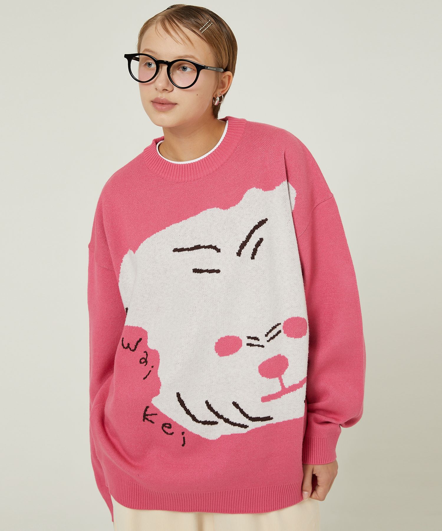 ★韓国の人気★【WAI KEI】★Maltese big graphic kni.t★ MUSINSA | WAI KEI Maltese Big Graphic Knit Pink
