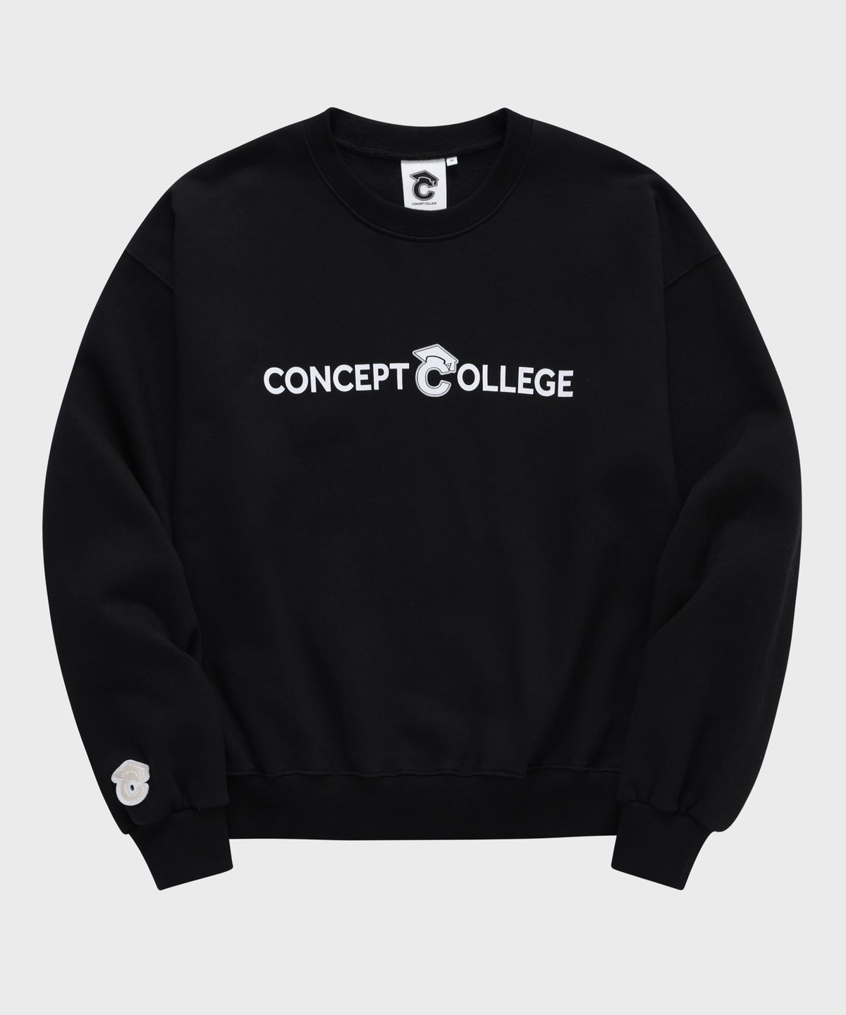 컨셉트컬리지(CONCEPTCOLLEGE) 베이직 라인 로고 블랙 스웨트 셔츠 [남녀공용]