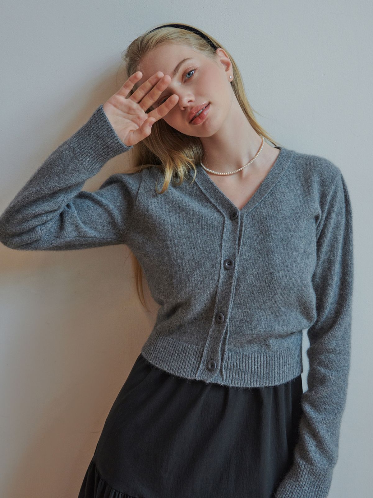 리엘(RE L) Raccoon v cardigan (gray)