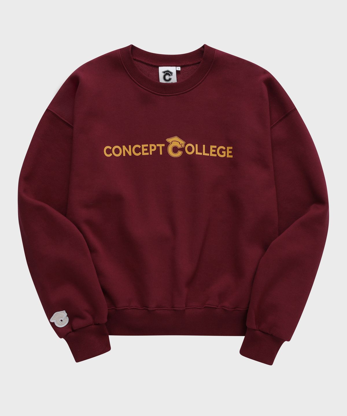 컨셉트컬리지(CONCEPTCOLLEGE) 베이직 라인 로고 와인 스웨트 셔츠 [남녀공용]