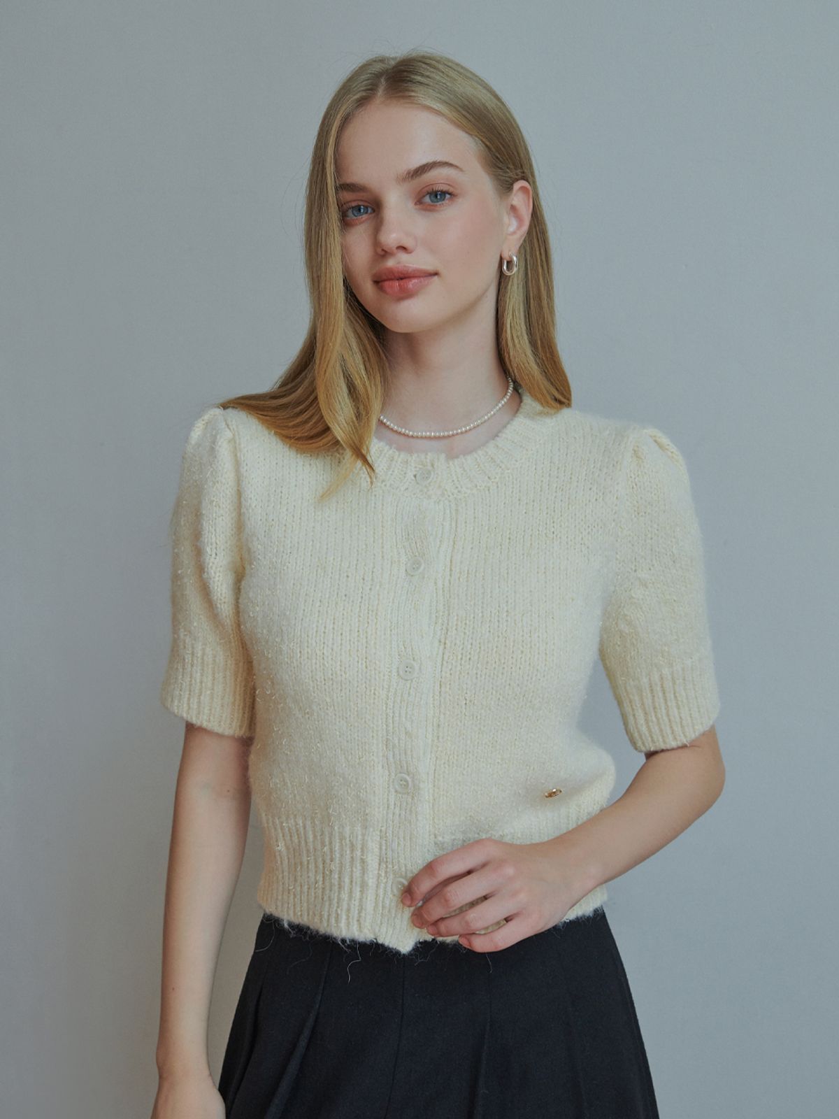 리엘(RE L) Plum half cardigan (cream)