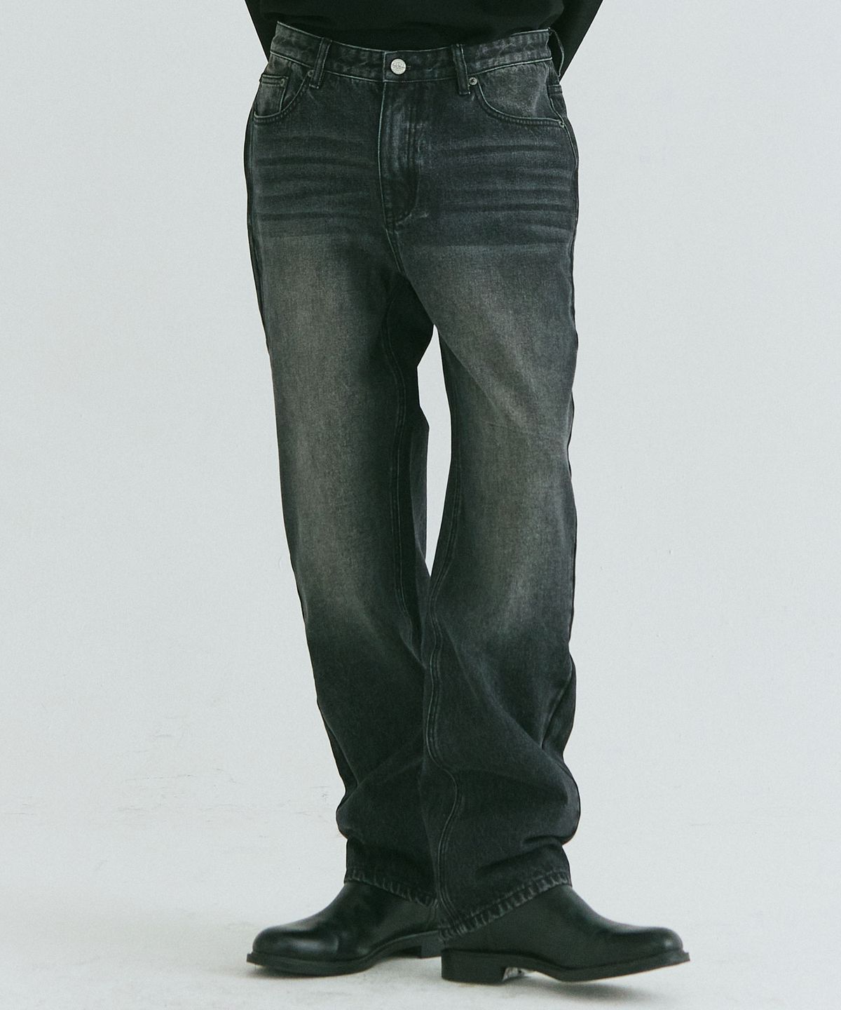 필드워커(FIELDWORKER) CAT BRUSH SEMI WIDE WARM DENIM [BLACK]