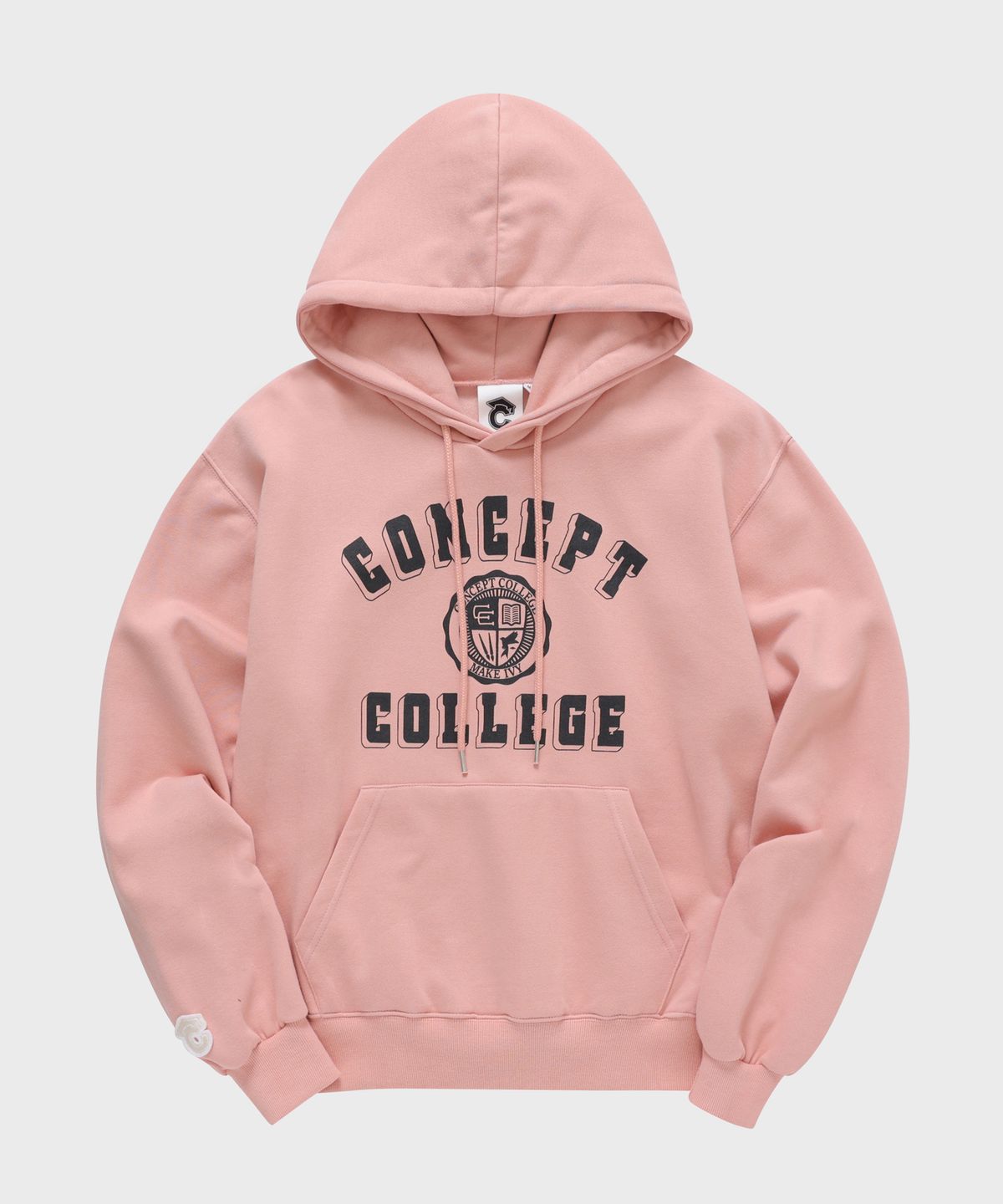 컨셉트컬리지(CONCEPTCOLLEGE) 클래식 빅로고 인디핑크 후디 / 후드티 [남녀공용]