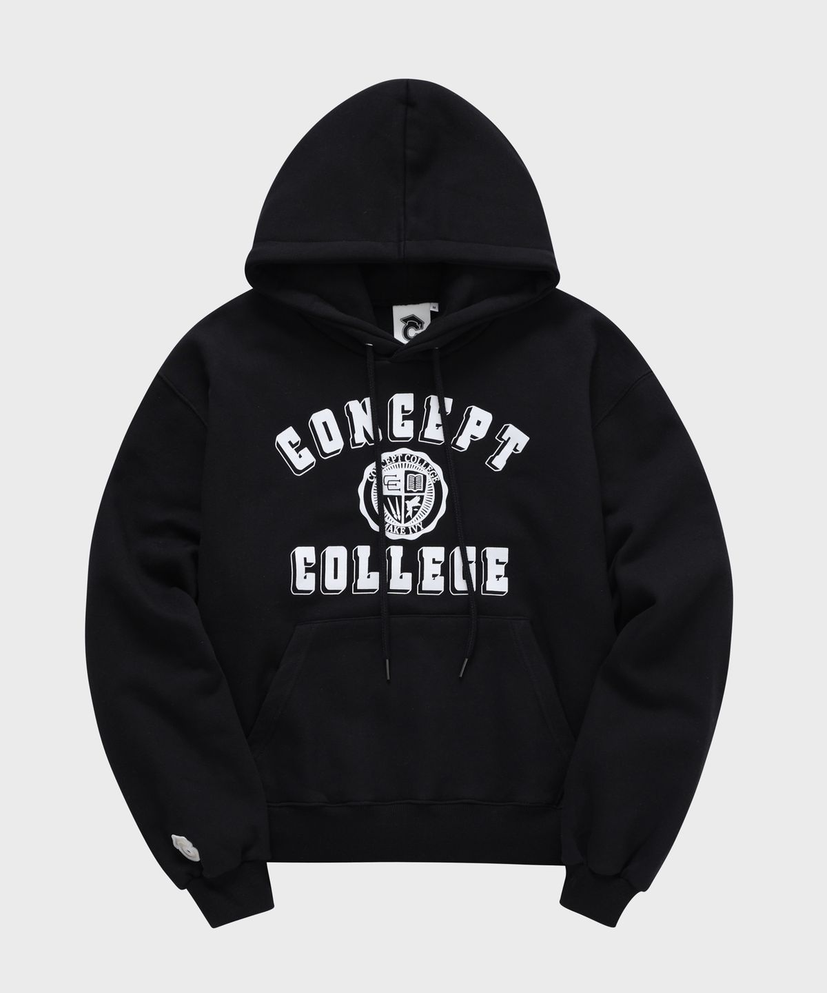 컨셉트컬리지(CONCEPTCOLLEGE) 클래식 빅로고 블랙 후디 / 후드티 [남녀공용]