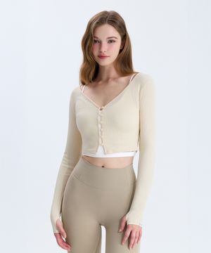 브이넥 라인 가디건