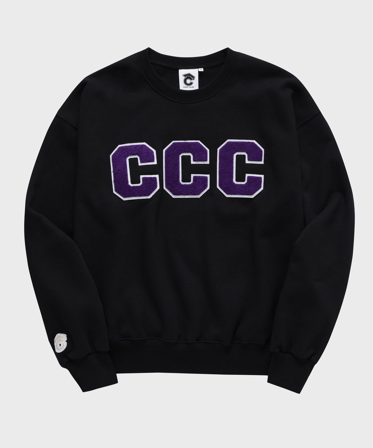 컨셉트컬리지(CONCEPTCOLLEGE) CCC 퍼플 패치 블랙 스웨트셔츠 [남녀공용]