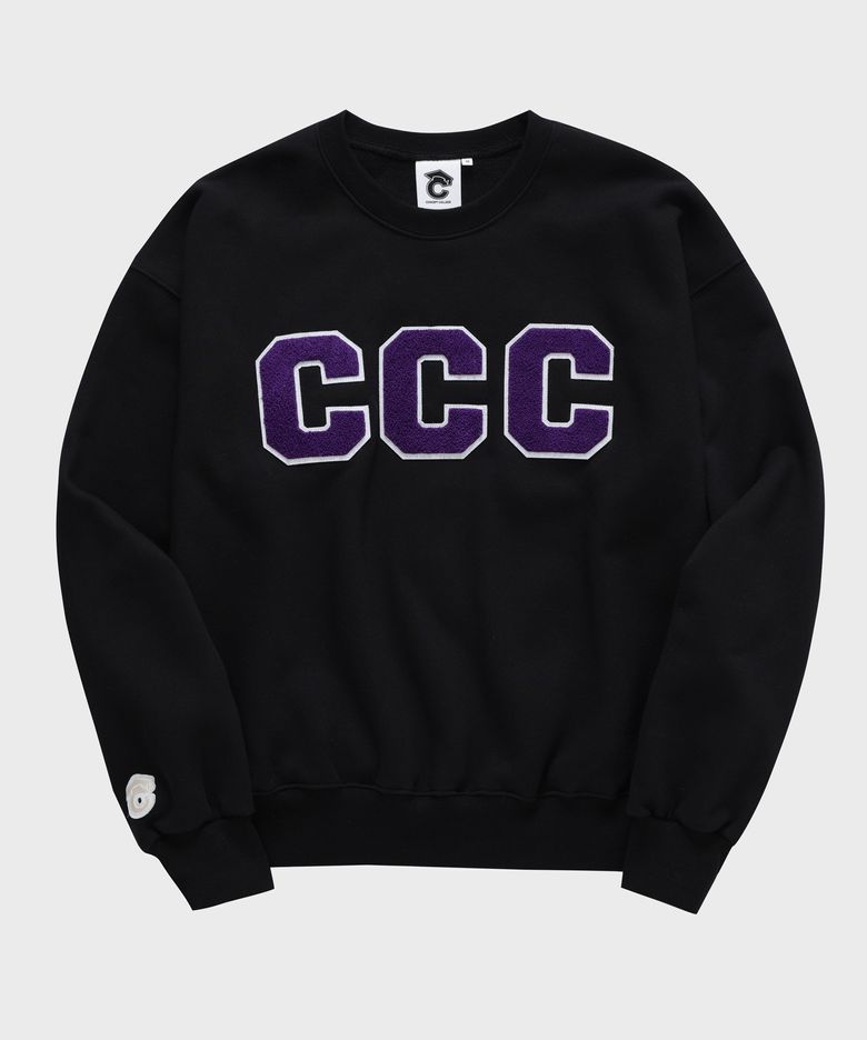 CCC 퍼플 패치 블랙 스웨트셔츠 [남녀공용]