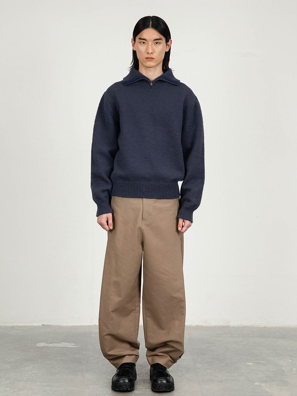 AMOMENTO Half Zip Knit Black Mサイズ MUSINSA | AMOMENTO HALF ZIP-UP KNIT (2 COLORS)