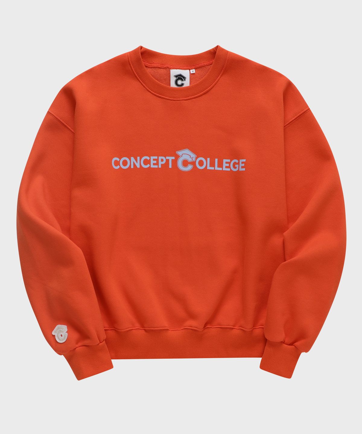 컨셉트컬리지(CONCEPTCOLLEGE) 베이직 라인 로고 오렌지 스웨트 셔츠 [남녀공용]