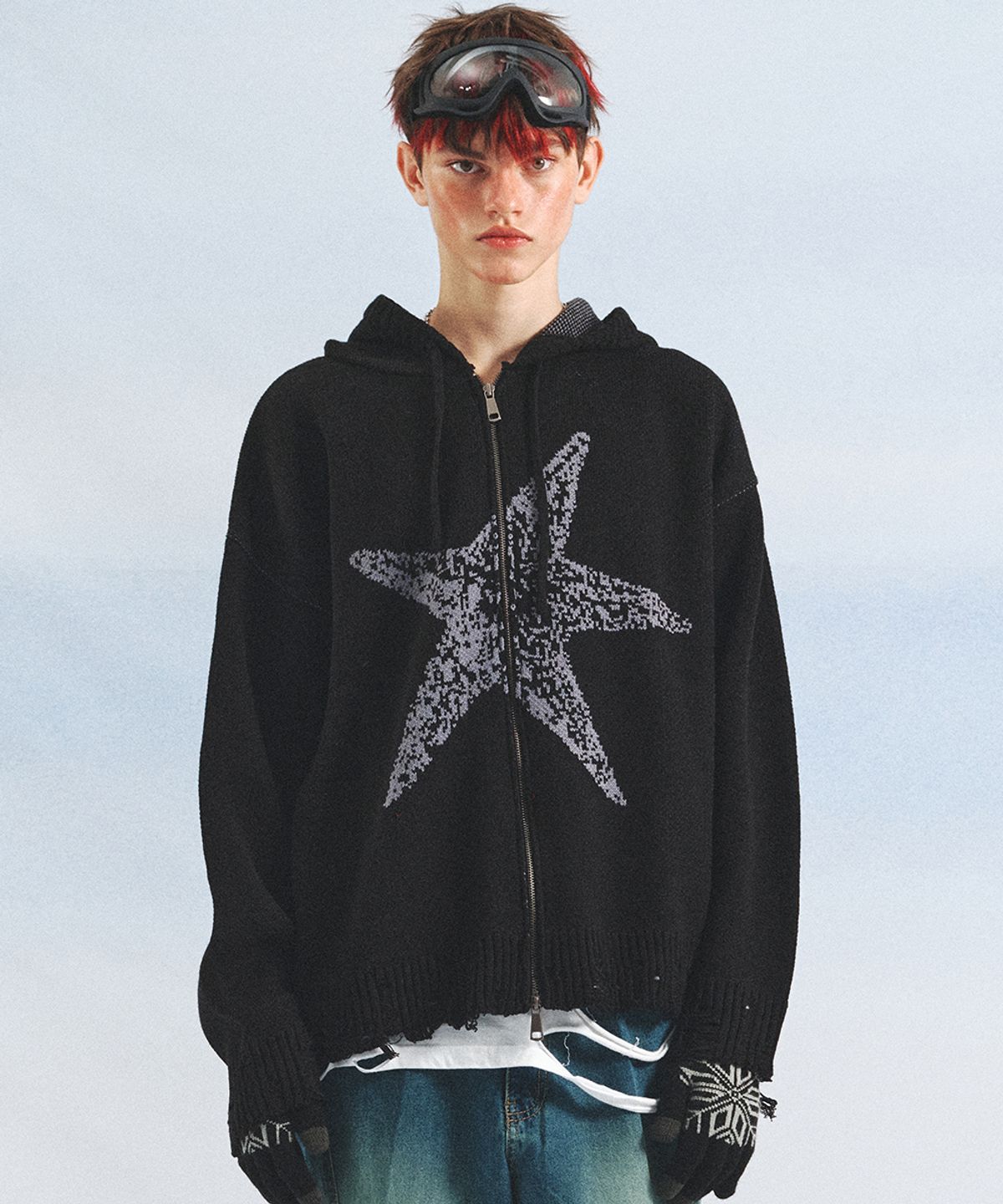 메인부스(MAINBOOTH) Starfish Hood Zip-up Sweater(BLACK)