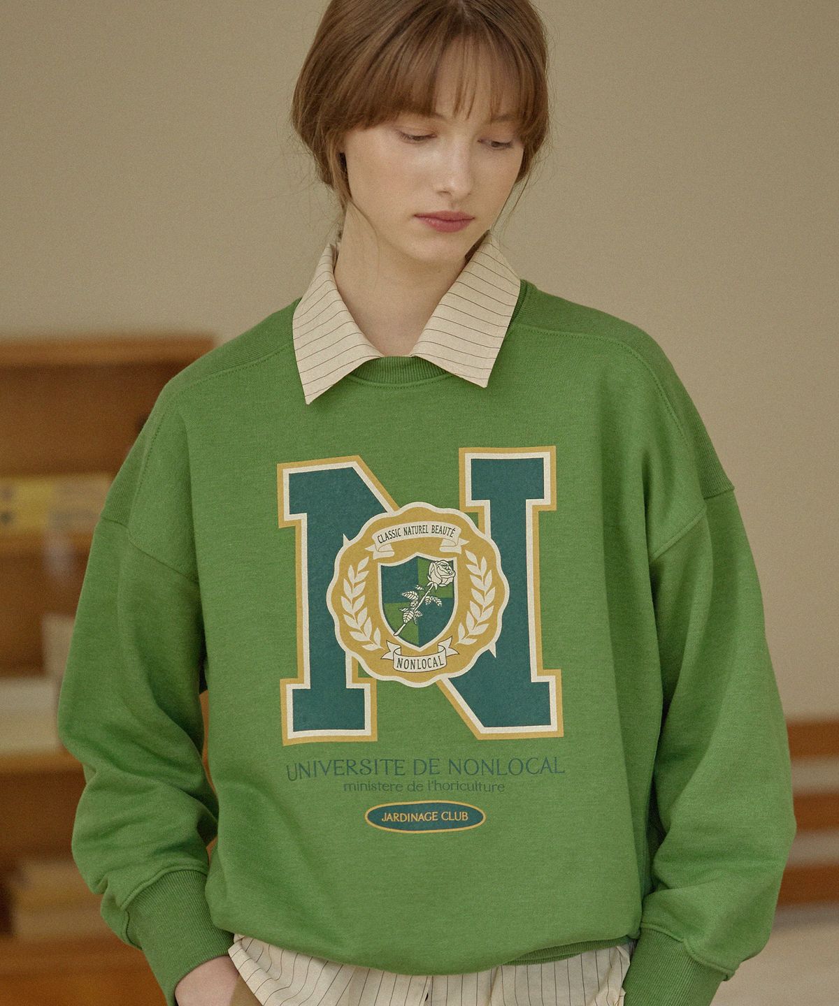 논로컬(NONLOCAL) N Logo Sweatshirt - Moss Green