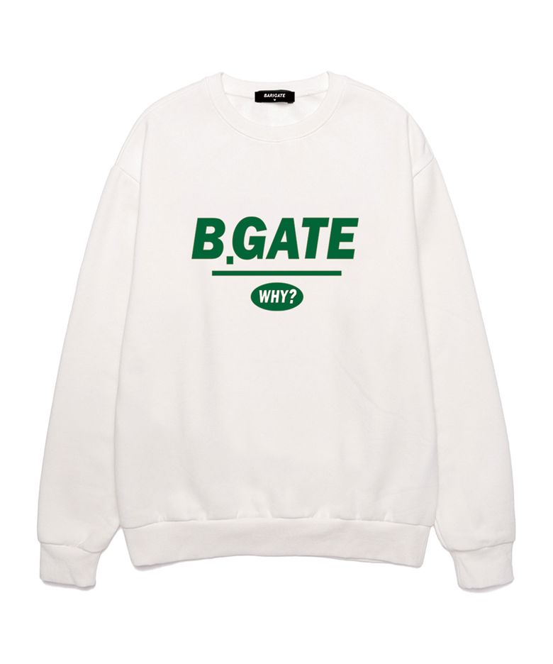 B-GATE 로고 오버핏 맨투맨 (BRLTS001) 화이트/그린