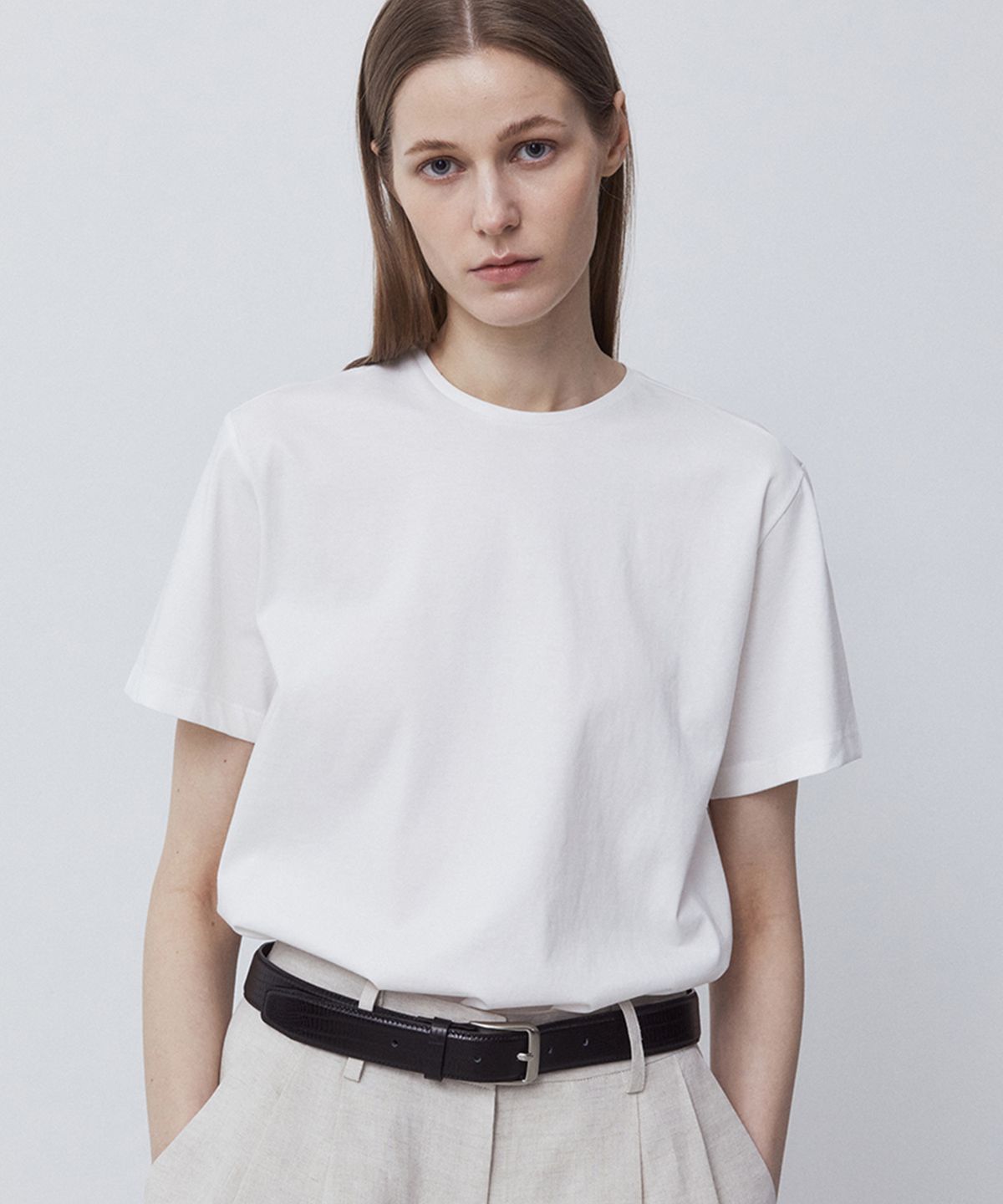 노티아(NOTIA) SILKET HALF T-SHIRTS-WHITE