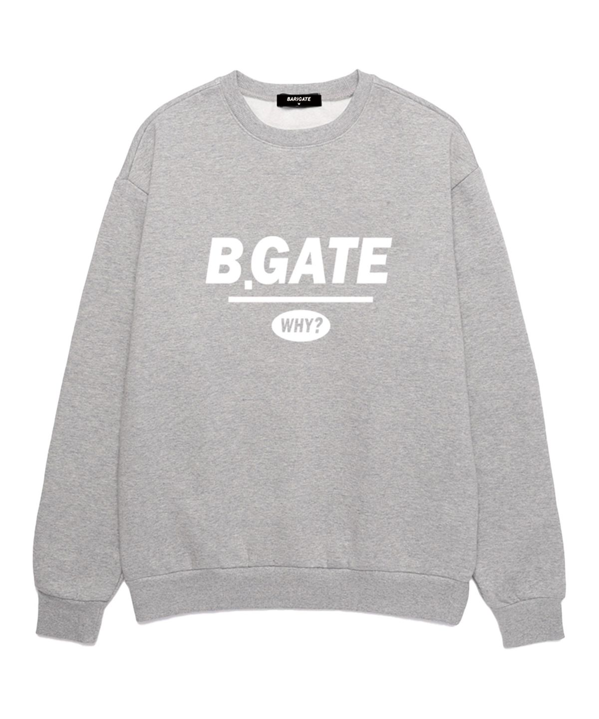 바리게이트(BARIGATE) B-GATE 로고 오버핏 맨투맨 (BRLTS001) 멜란지그레이/화이트