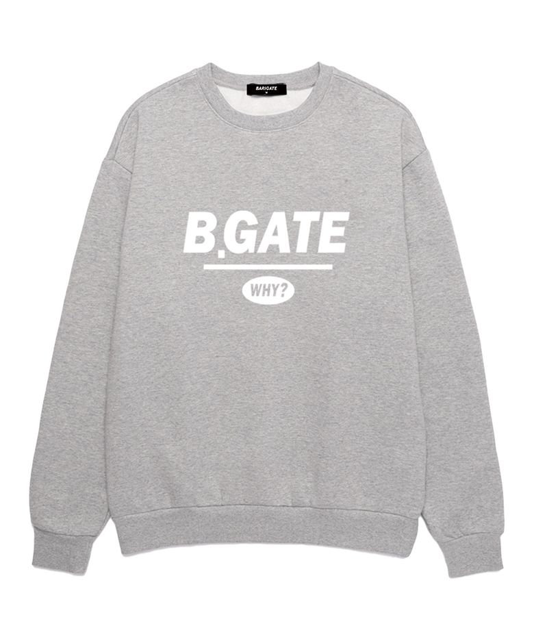 B-GATE 로고 오버핏 맨투맨 (BRLTS001) 멜란지그레이/화이트