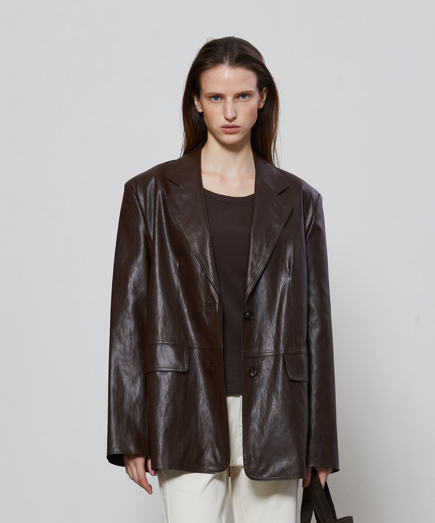 ジャケット [NOTIA]SINGLE LEATHER JACKET - 2COLORS MUSINSA | NOTIA OVER FIT SINGLE LEATHER JACKET - BROWN