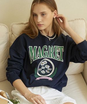 마가렛 아트워크 스웻셔츠 - 네이비