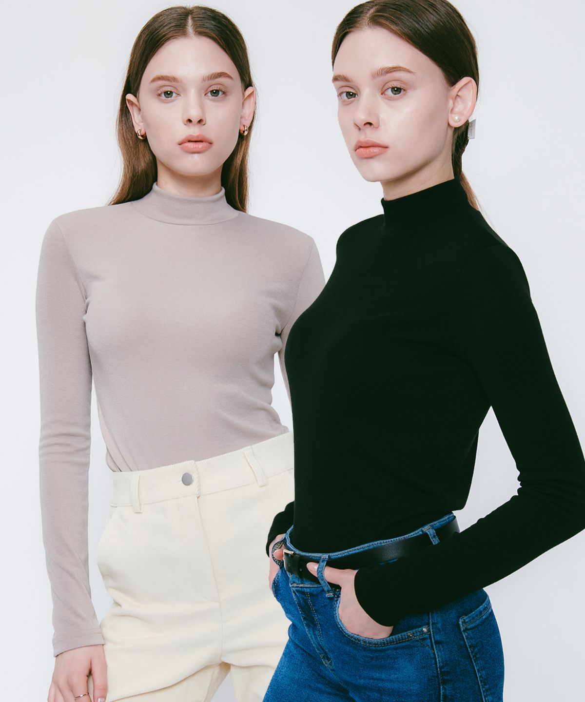 로시로우(LOSSYROW) [SET] Lossy Half Neck Pola Knit
