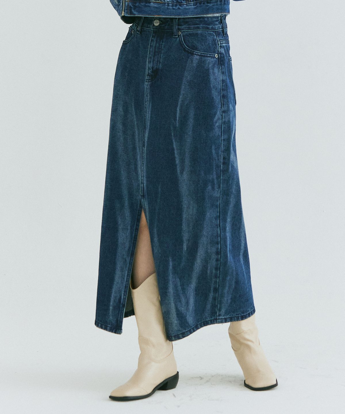 필드워커(FIELDWORKER) POINT BRUSH LONG SKIRT [BLUE]