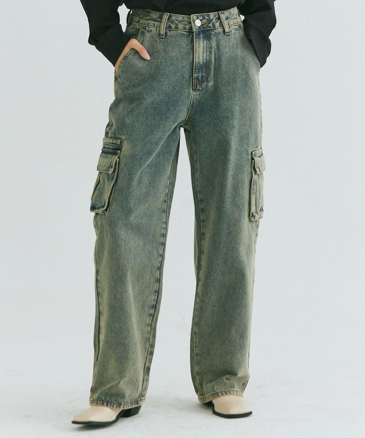 필드워커(FIELDWORKER) TINT WSHD CARGO WIDE DENIM [BLUE]